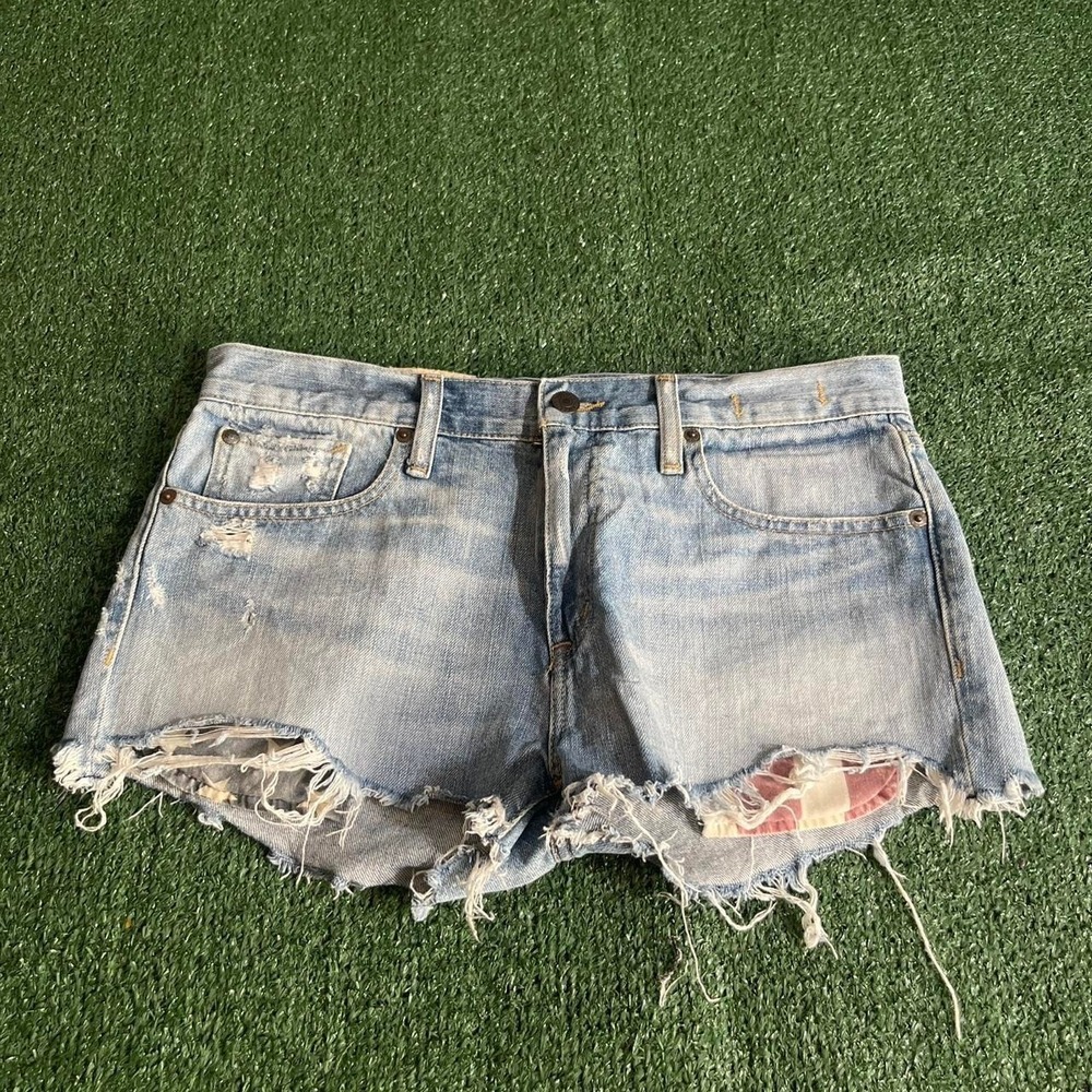 Denim & Supply Ralph Lauren Shorts Womens 28 Blue Good Distressed Cut Off